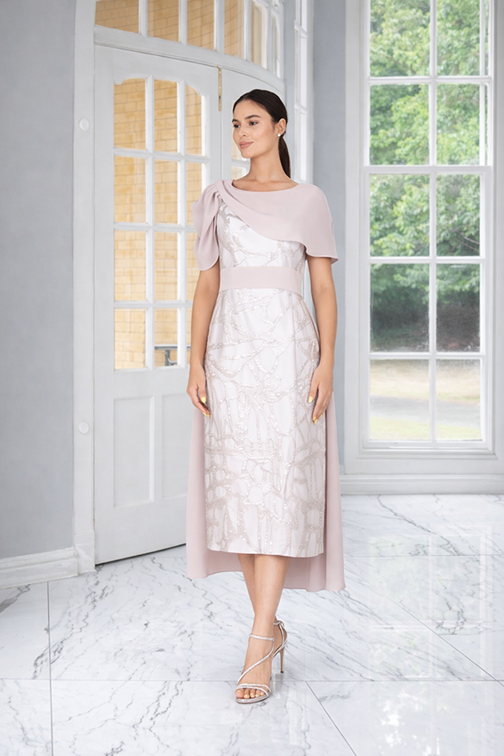 Lizabella 2391 Oyster Patterned Dress