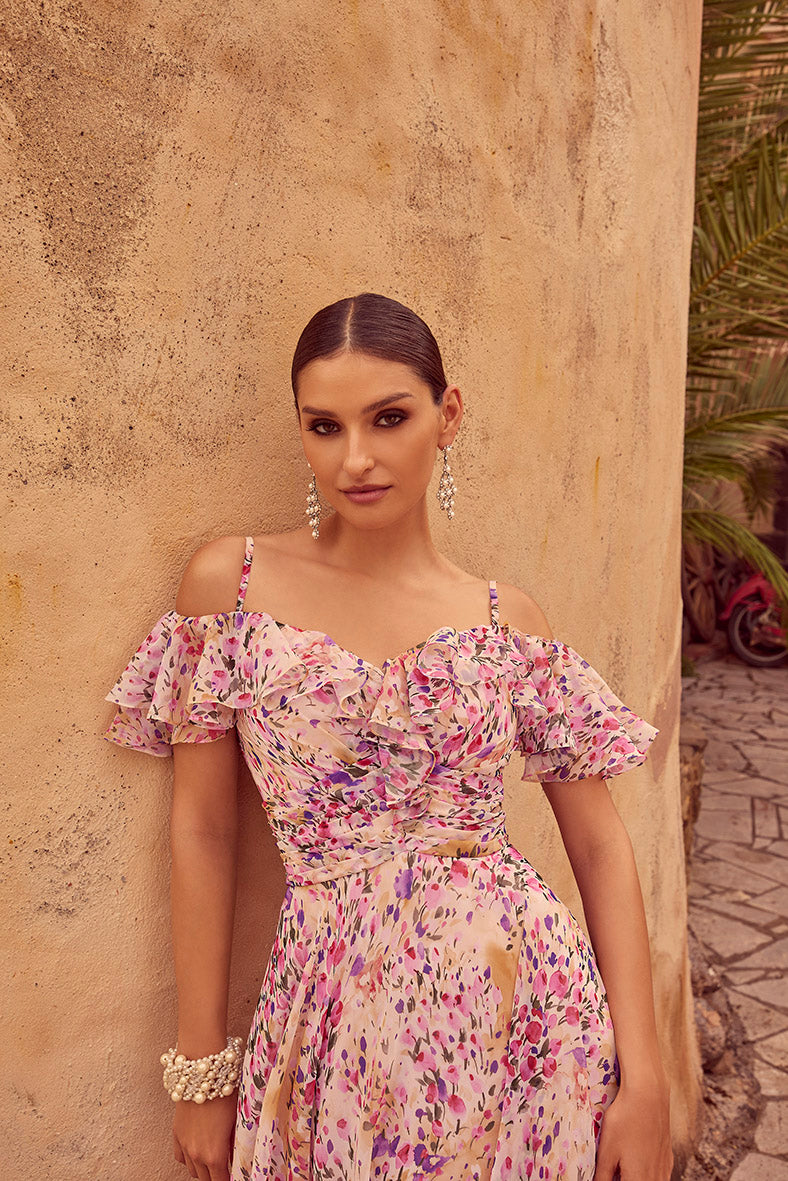 Veni Infantino 36116 Pink Patterned Mother Of The Bride Dress