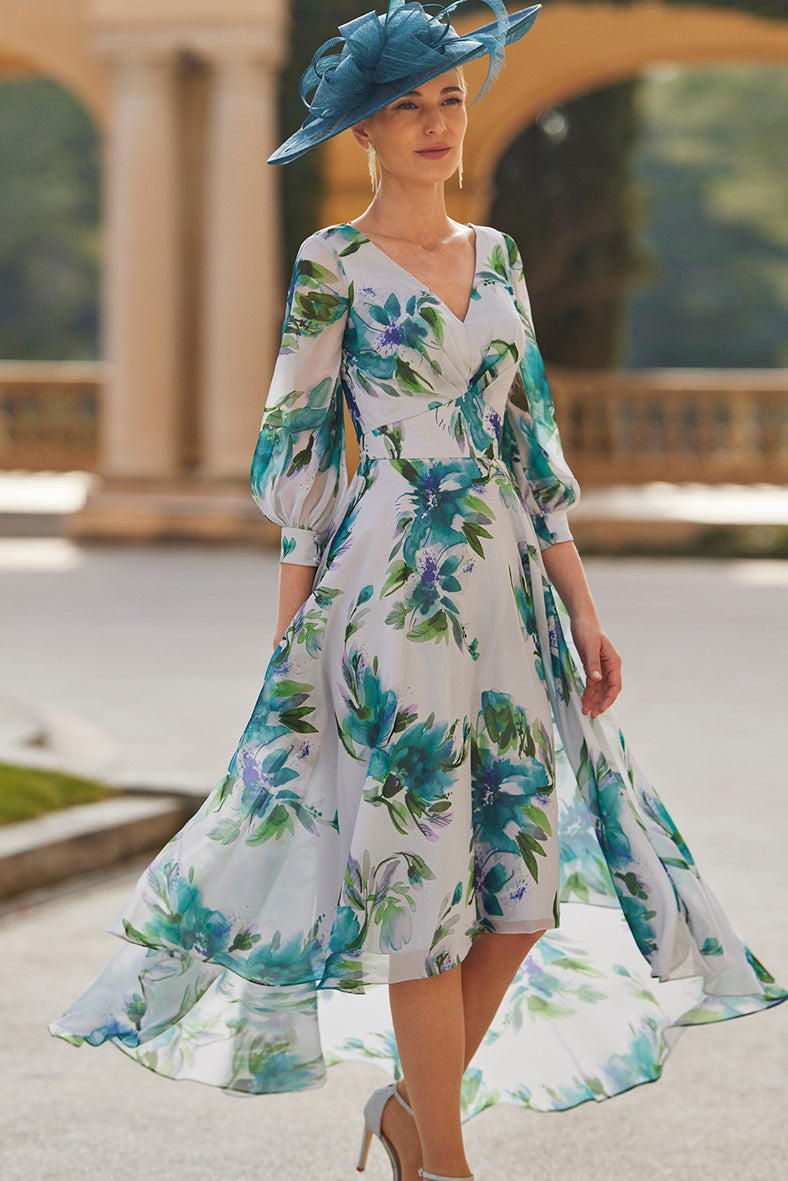 Aqua floral maxi dress hotsell