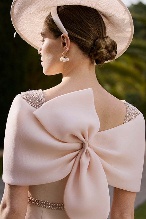 Couture Club 1G296 Oatmeal Bow Back Dress