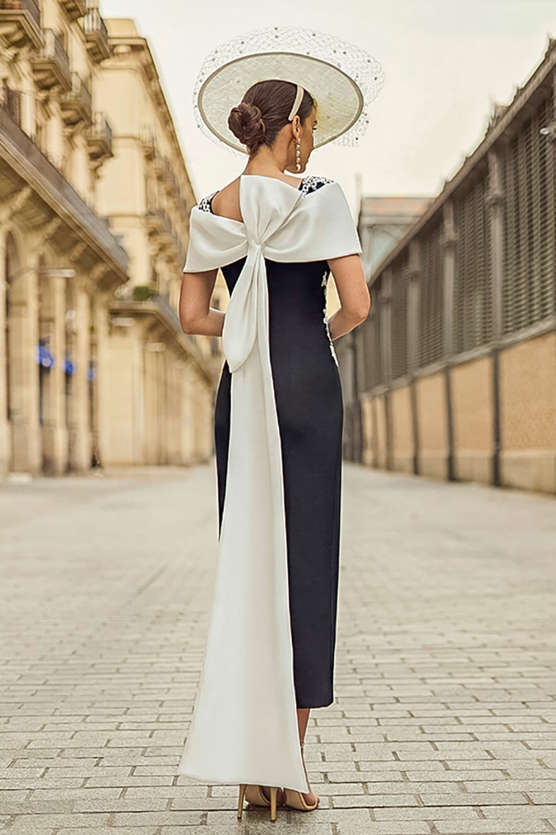 Couture Club 2G214 Black Ivory Bow Back Mother Of The Bride Dress