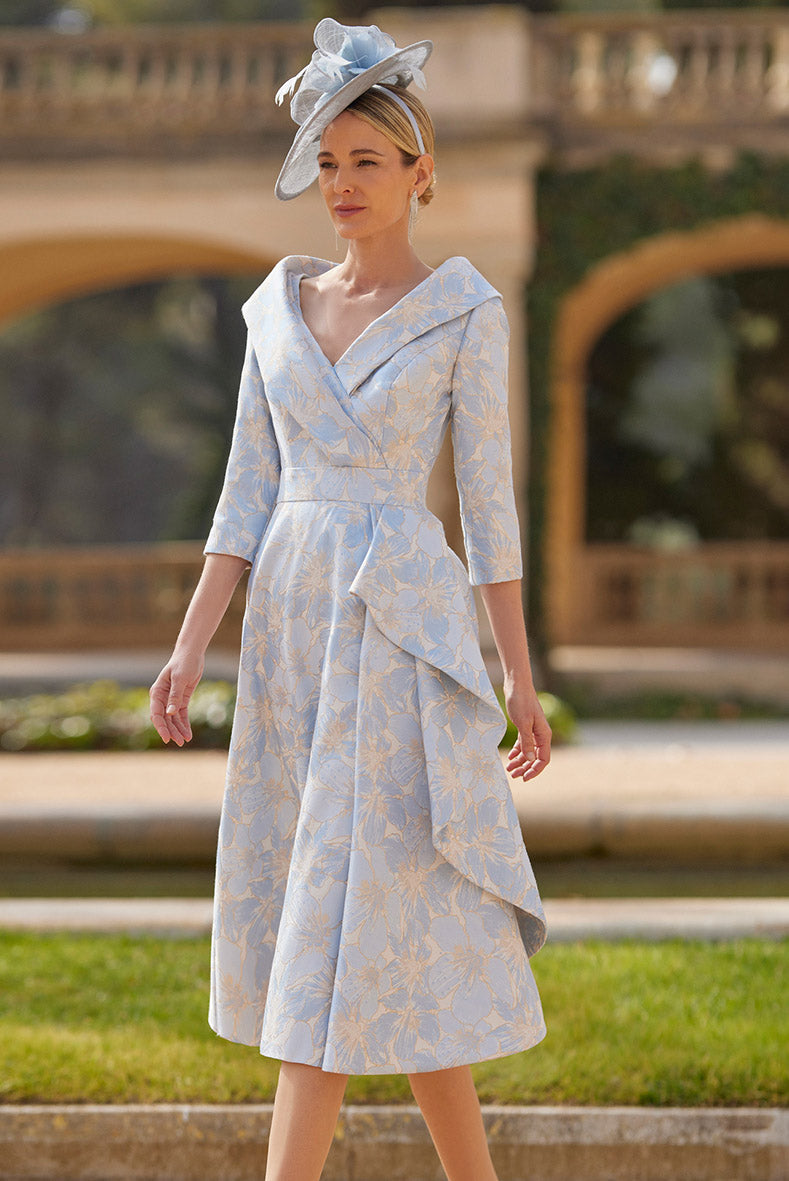 Couture Club 8G1J9 Pale Blue Floral A Line Dress