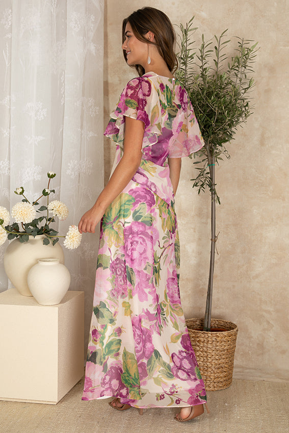 Hope & Ivy 8954 Cecilia Pink Floral Patterned Dress