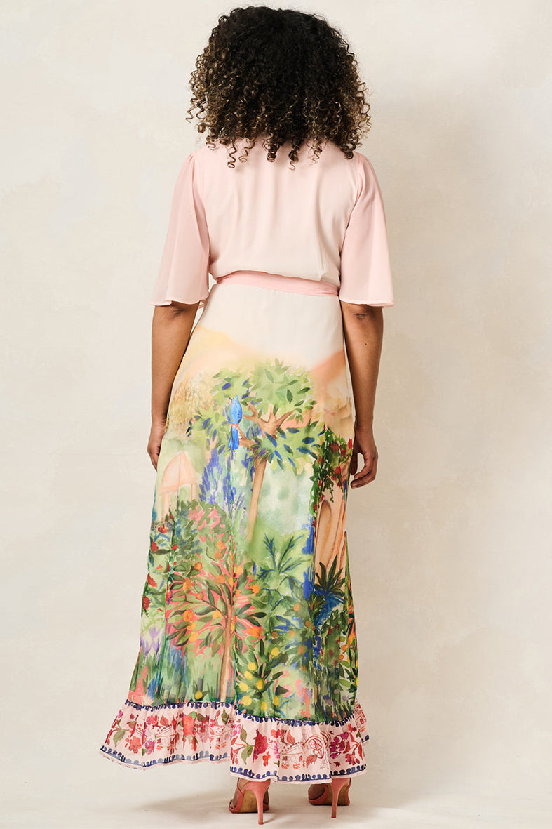 Hope & Ivy Morocco Floral & Pink Maxi Wrap Dress
