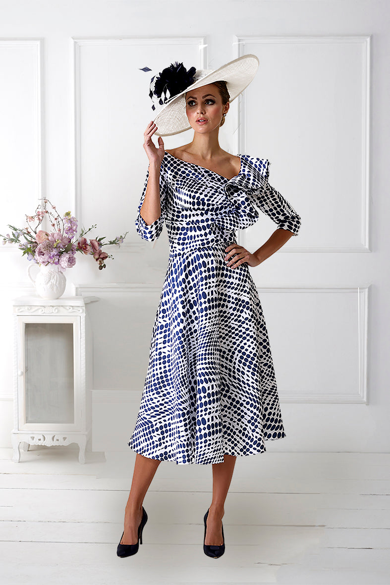 Irresistible 7608 Navy Spot A Line Mother Of The Bride Dress