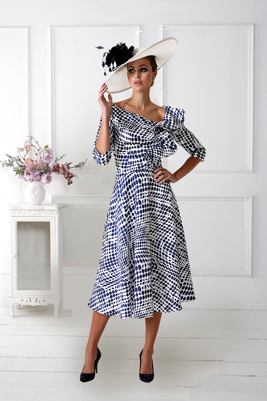Irresistible 7608 Navy Spot A Line Mother Of The Bride Dress