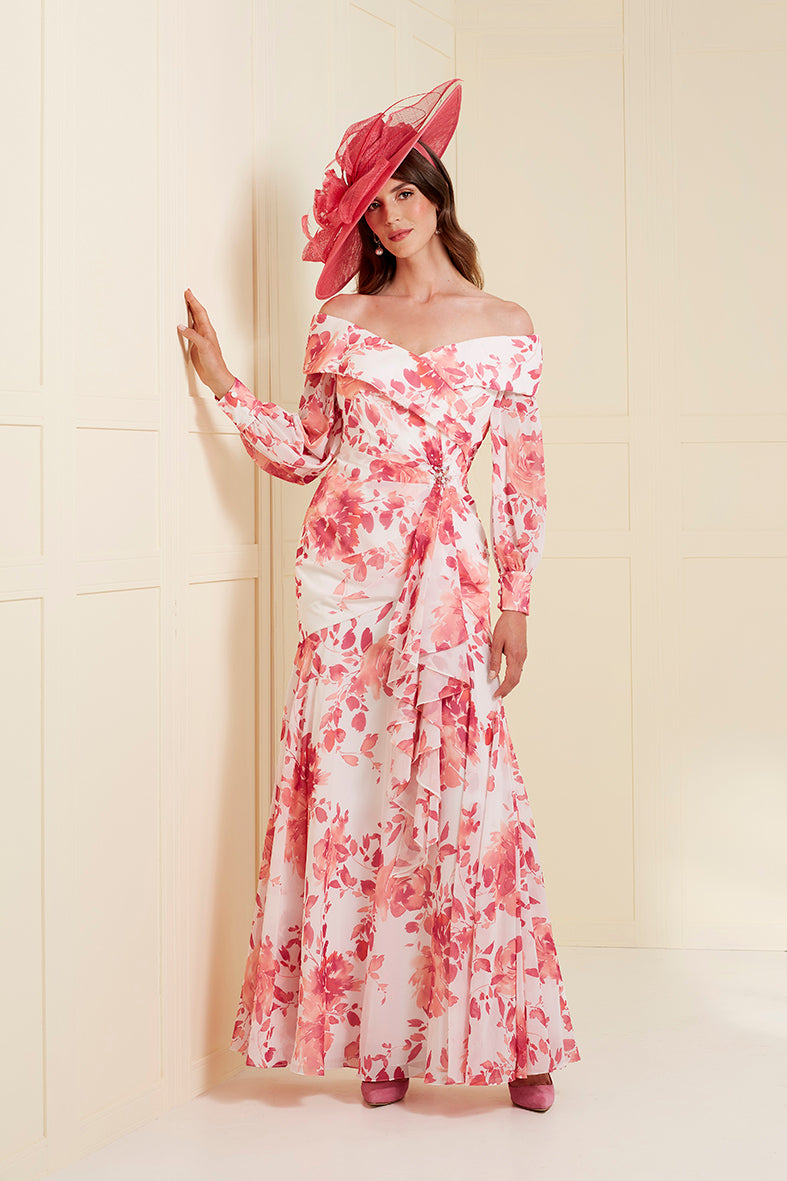 John Charles 29145 Summer Mother Of The Bride Dress With Fluted Skirt