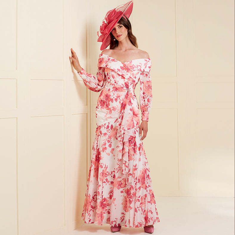 John Charles 29145 Summer mother of the bride Dress With Fluted Skirt