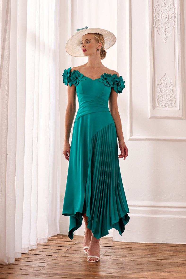 John Charles 66632B Green Peacock A Line Dress for the mother of the bride