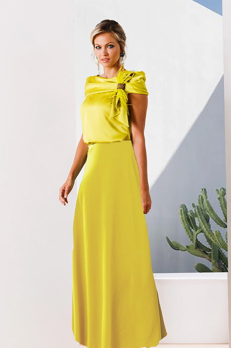 Linea Raffaelli 429 Soft Lime A Line Skirt & Bodice