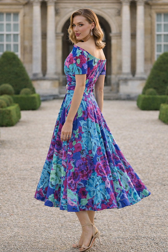 Labella 3419 Blue/Pink Patterned A Line mother of the bride dress