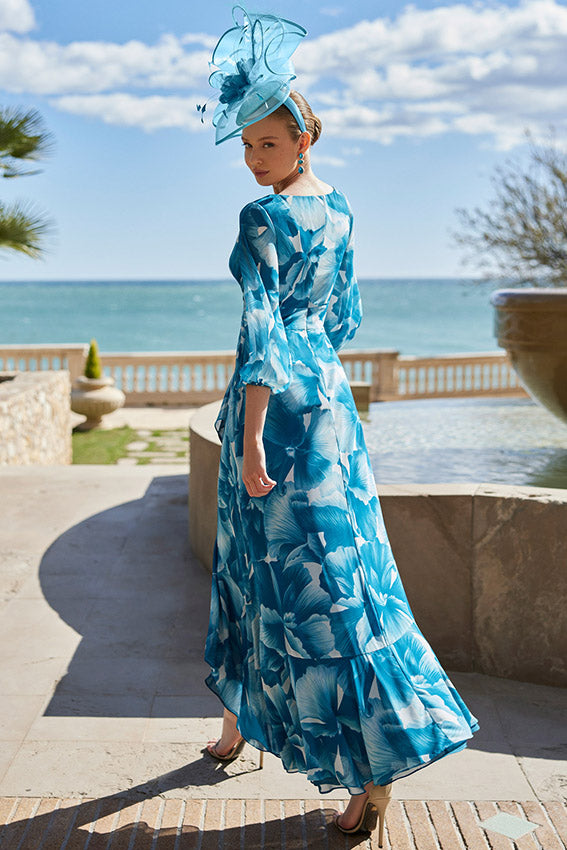 Rosa Clará 9G1E1 Petrol Blue A Line Mother Of The Bride Dress