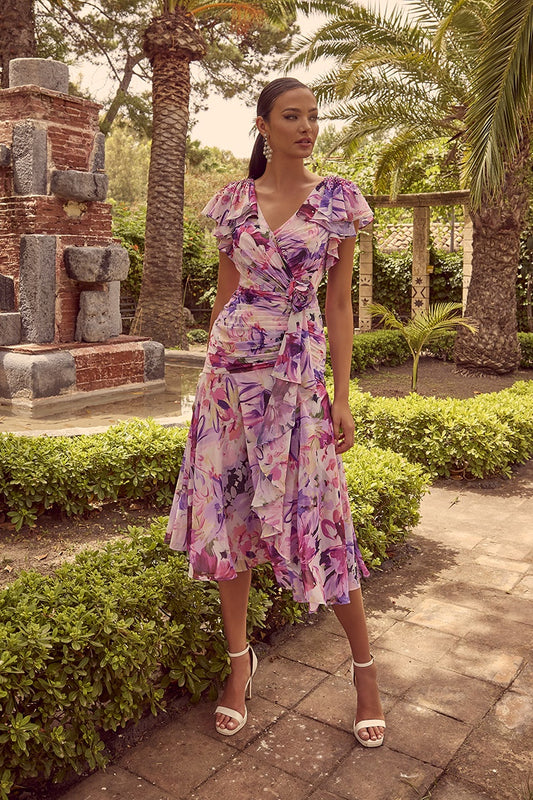 Veni Infantino 36113 Pink Patterned Mother Of The Bride Dress