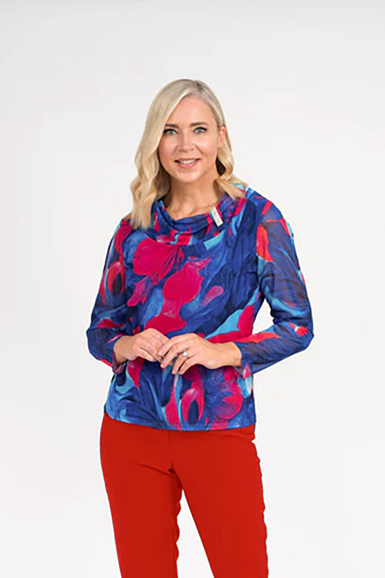 Avalon A6447 Royal Blue Patterned Blouse