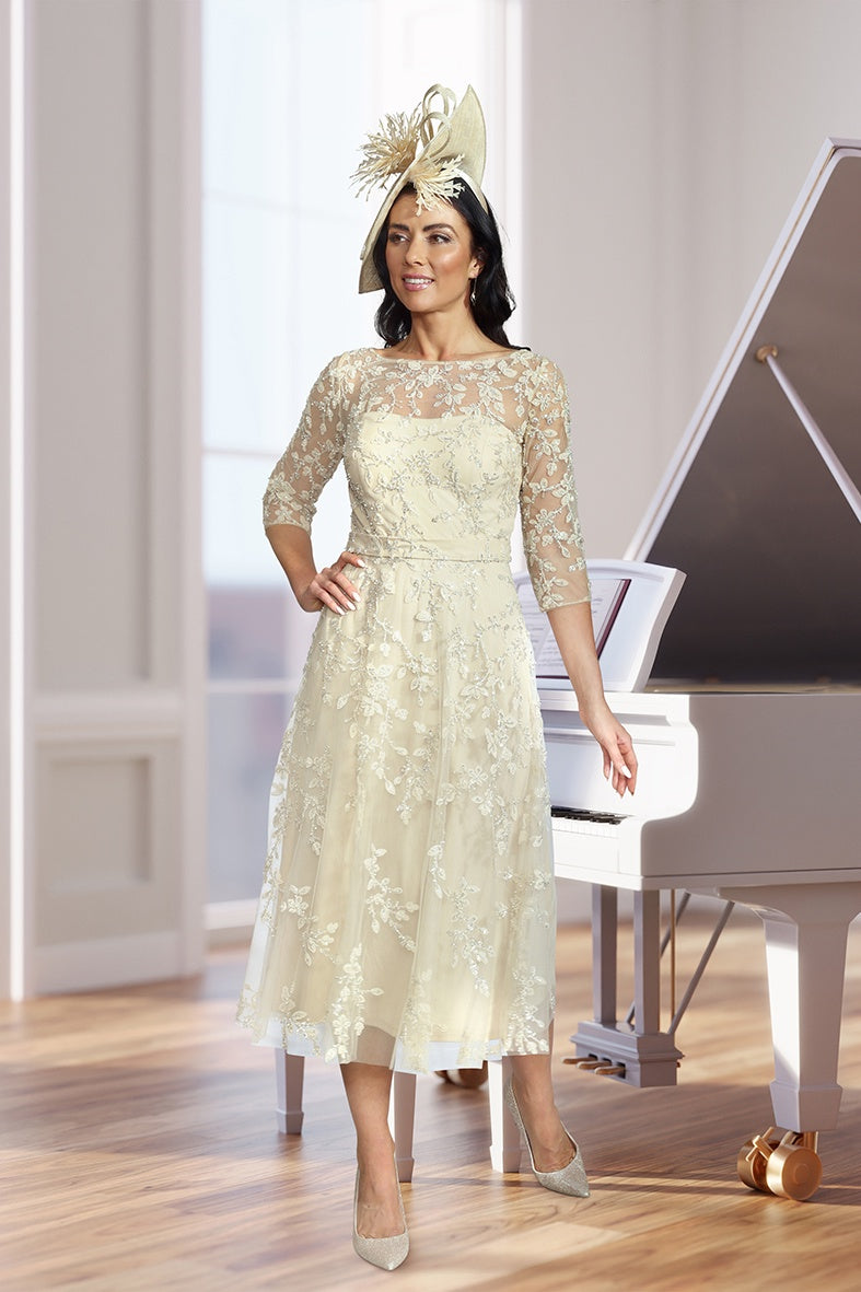 embroidered mother of the bride dresses Veromia Occasions 2920 Almond Embellished Dress – The Rose Wardrobe Spend0309 Dusty Rose Long A-line Color:Ivory-Champagne*