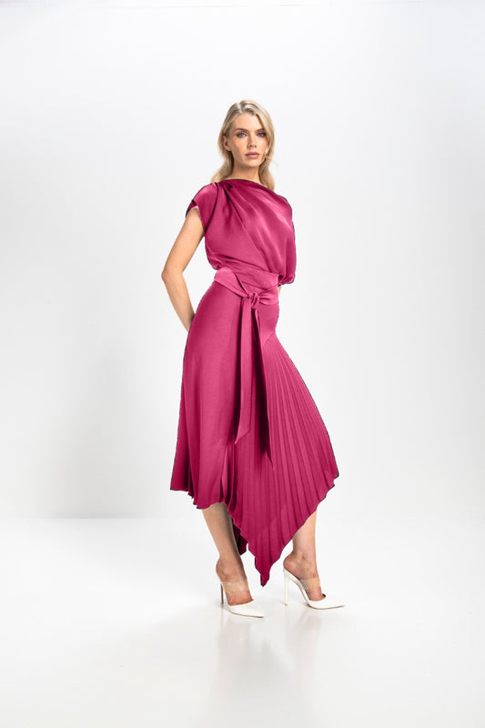 Kevan Jon Mila Dusty Rose Pleat Dress