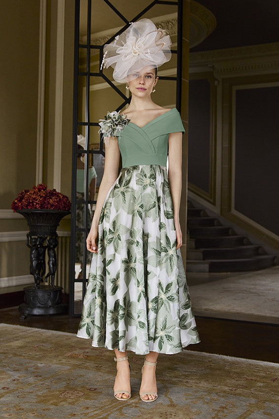 Couture Club 1G2D7 Green Patterned A Line Dress