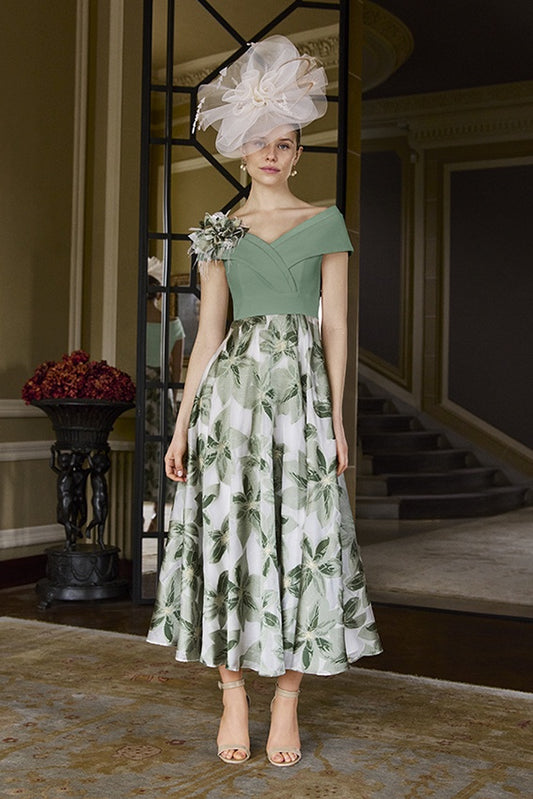 Couture Club 1G2D7 Green Patterned A Line Dress