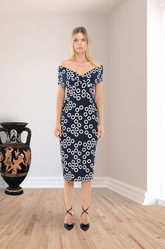 Lizabella 2014 Navy Patterned Dress