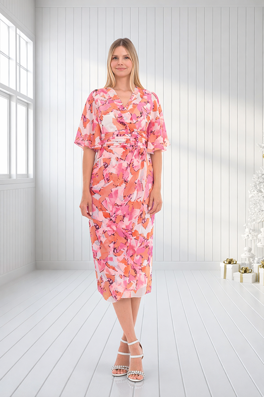 Lizabella 2027 Apricot Patterned Dress