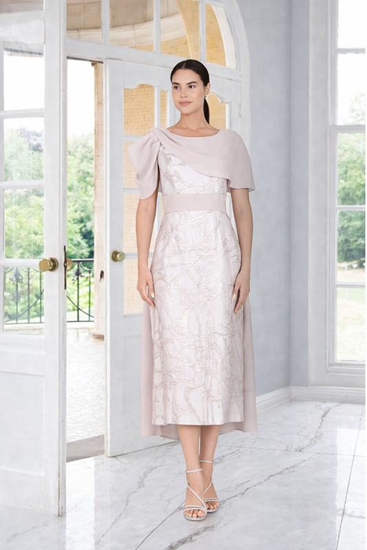 Lizabella 2391 Oyster Patterned Dress