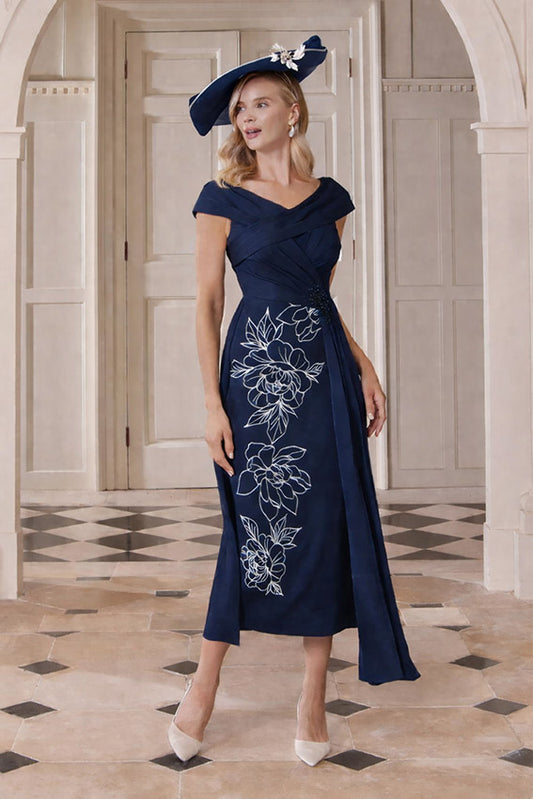 John Charles 29354 Navy Oyster Straight Dress