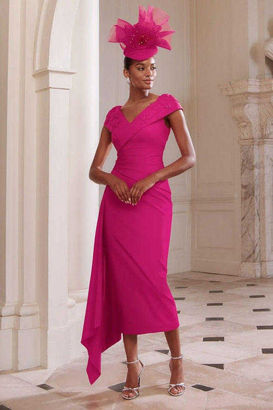 John Charles 29359 Ruby Pink Midi A Line Dress