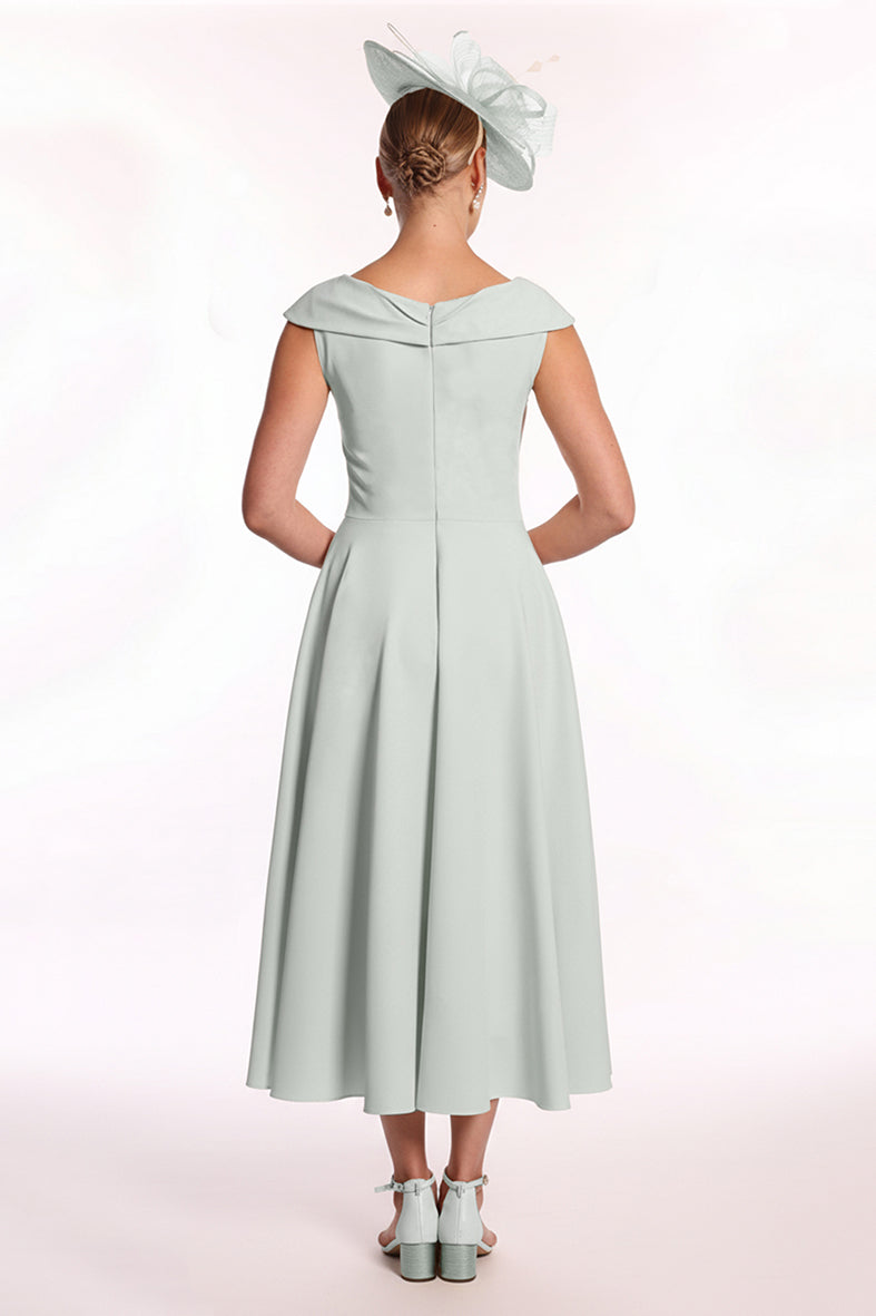 Labella 3330 Dusty Mint Straight Dress With Overskirt