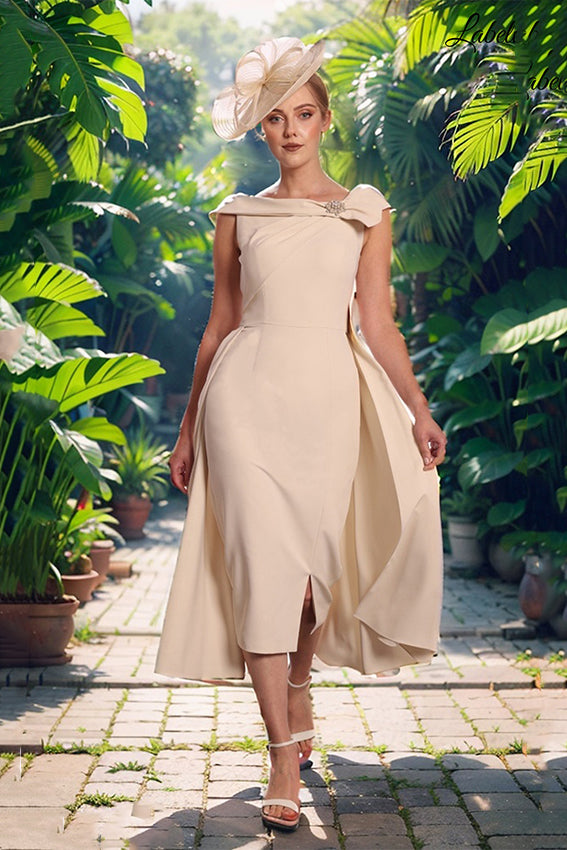 Labella 3330 Champagne Dress With Overskirt