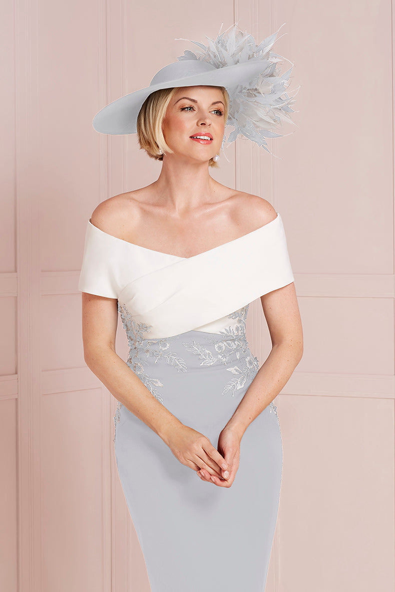 John Charles 66517 Ivory / Silver Dress 