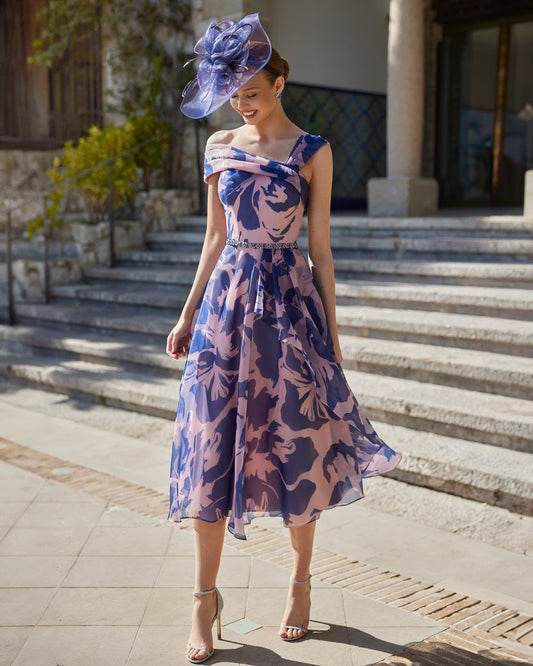 Couture Club 9G2C6 Navy and Pink A Line Dress for the mother of the bride