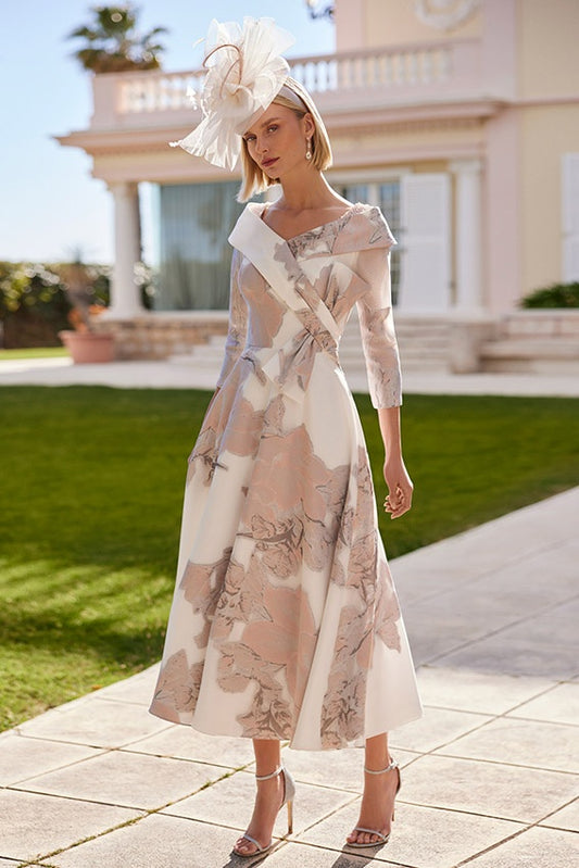 Rosa Clará 9G1F6 Pale Rose & Ivory A Line Dress