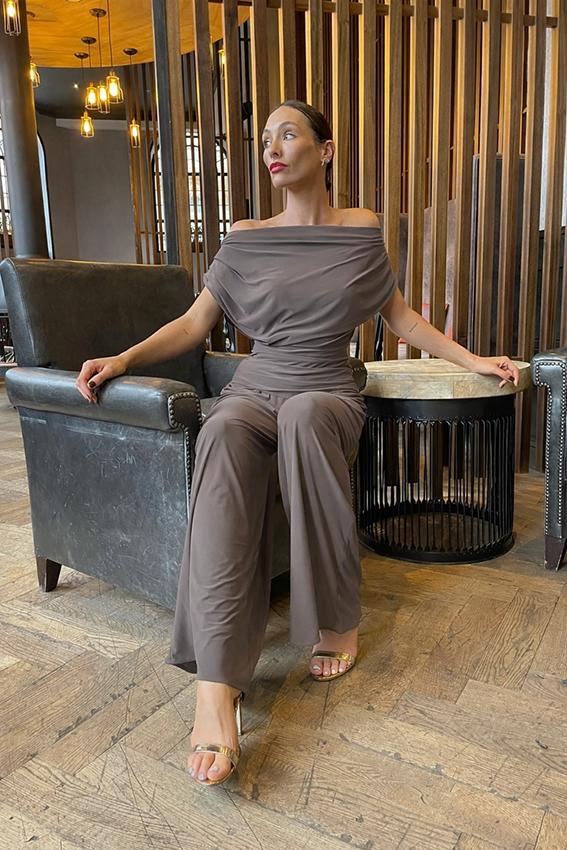 Atom Label Carbon Grey Taupe Jumpsuit