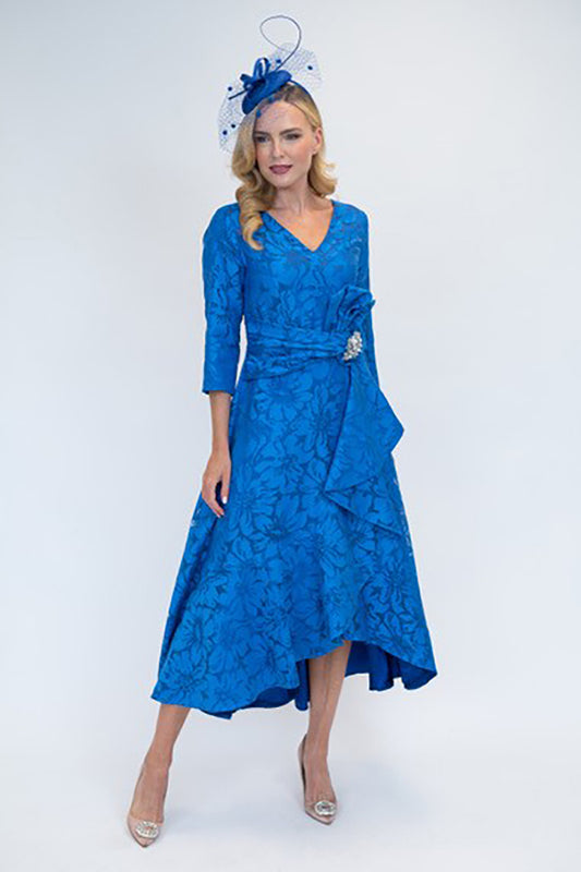 Cassandra Cal 9762 Royal Blue A Line Dress