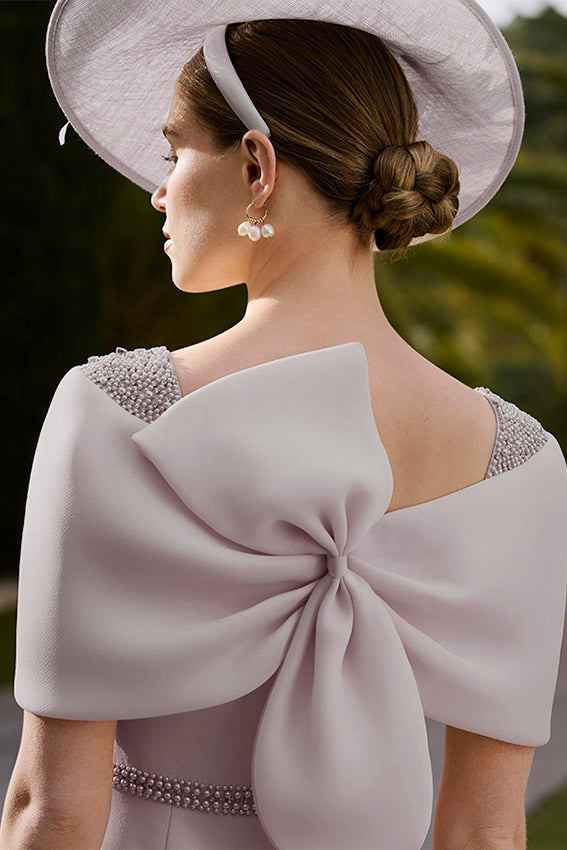 Couture Club 1G296 Oatmeal Bow Back Dress rear view of bow