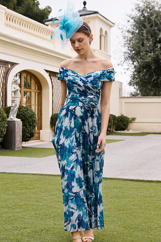 Couture Club 1G2C1 Petrol Blue Patterned A Line Dress