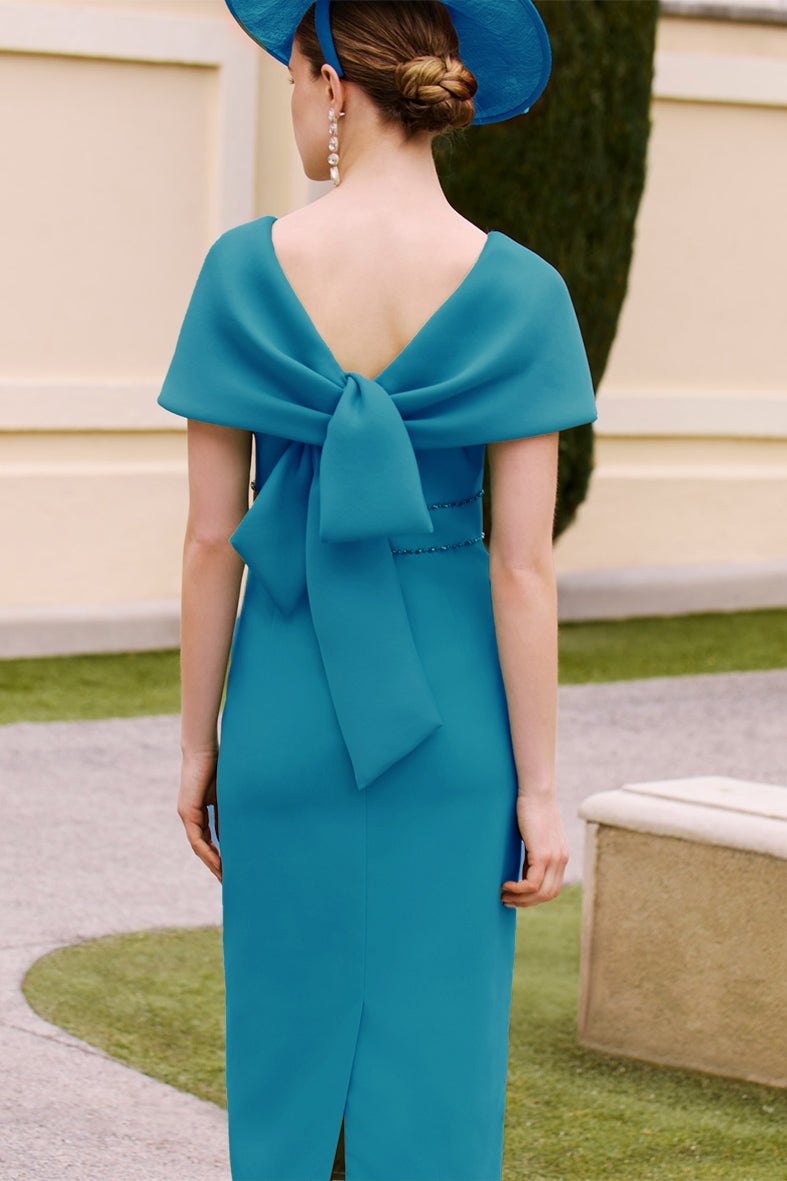 Couture Club 1G2L8 Petrol Bow Back Dress
