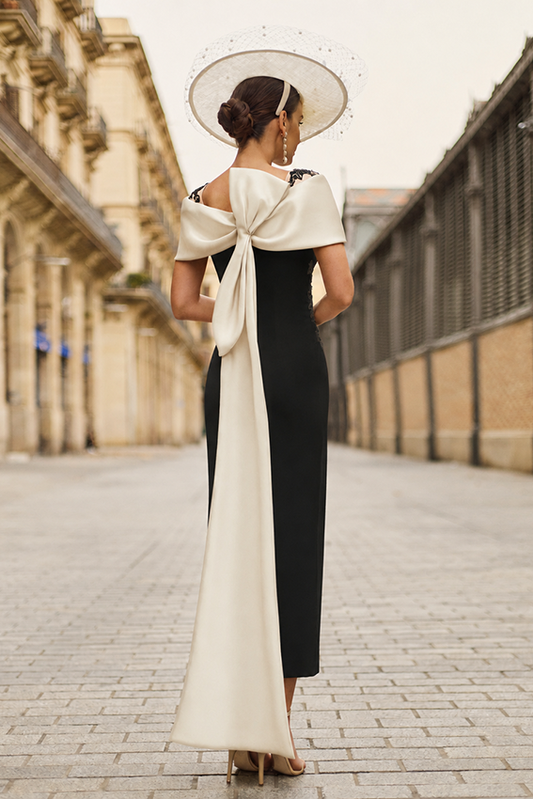 Couture Club 2G214 Black Ivory Bow Back Mother Of The Bride Dress