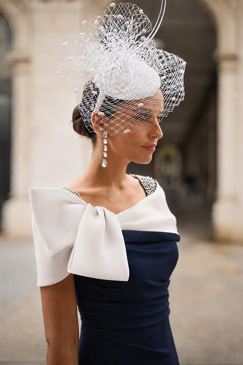 Couture Club 2G215 Navy Ivory Pencil Mother Of The Bride Dress
