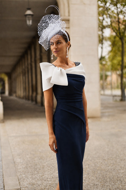 Couture Club 2G215 Navy Ivory Pencil Mother Of The Bride Dress