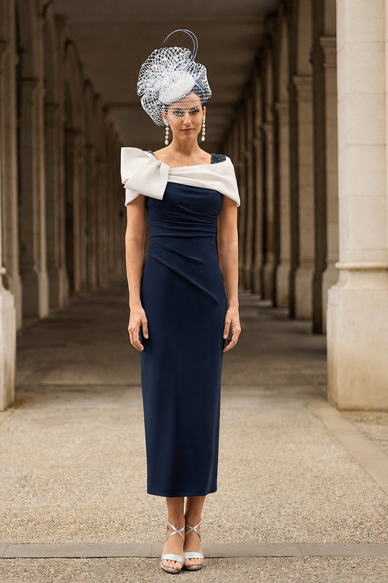 Couture Club 2G215 Navy Ivory Pencil Mother Of The Bride Dress