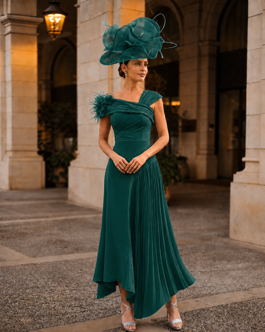 Couture Club 2G221 Dark Jade Asym A Line Mother Of The Bride Dress