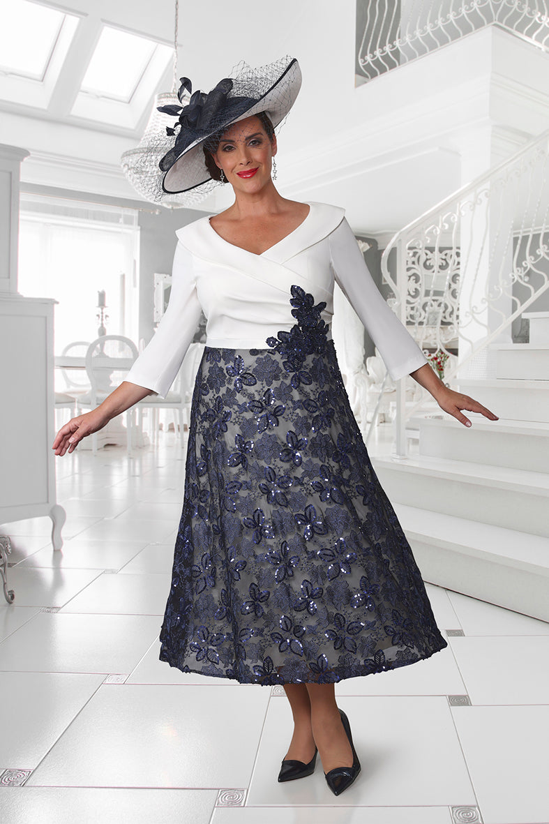 Dressed Up 626 Navy Ivory Plus size mother of the bride Dress