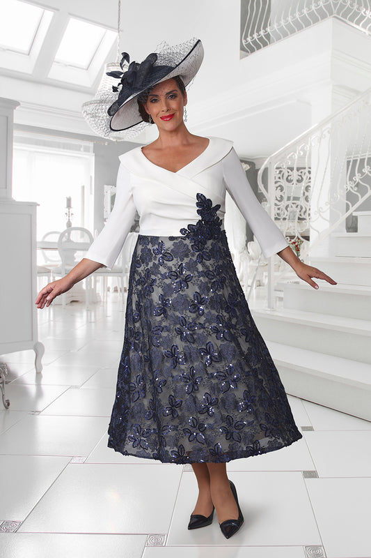Dressed Up 626 Navy Ivory Plus size mother of the bride Dress