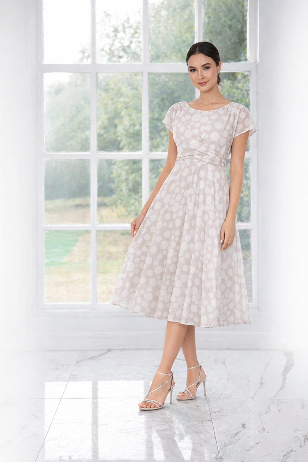 Ella Boo 2514 Stone Polka Dot Dress