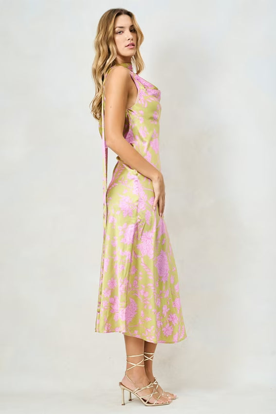 Hope & Ivy Inas Pink & Cream Floral Straight Dress