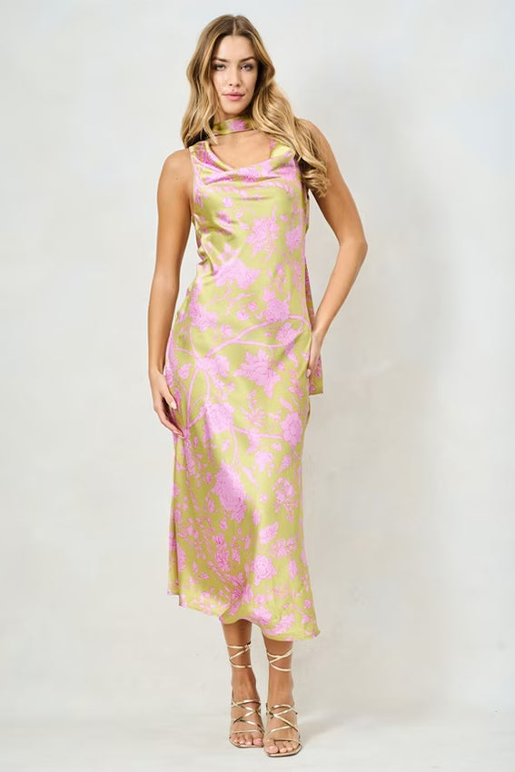 Hope & Ivy Inas Pink & Cream Floral Straight Dress