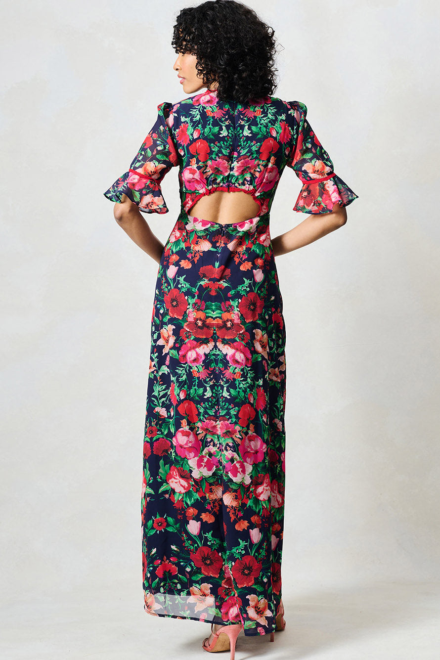 Hope & Ivy Jemma Navy / Pink Floral  Wrap Dress