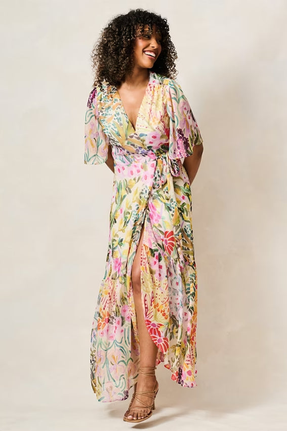 Hope & Ivy Julia Floral Maxi Wrap Dress