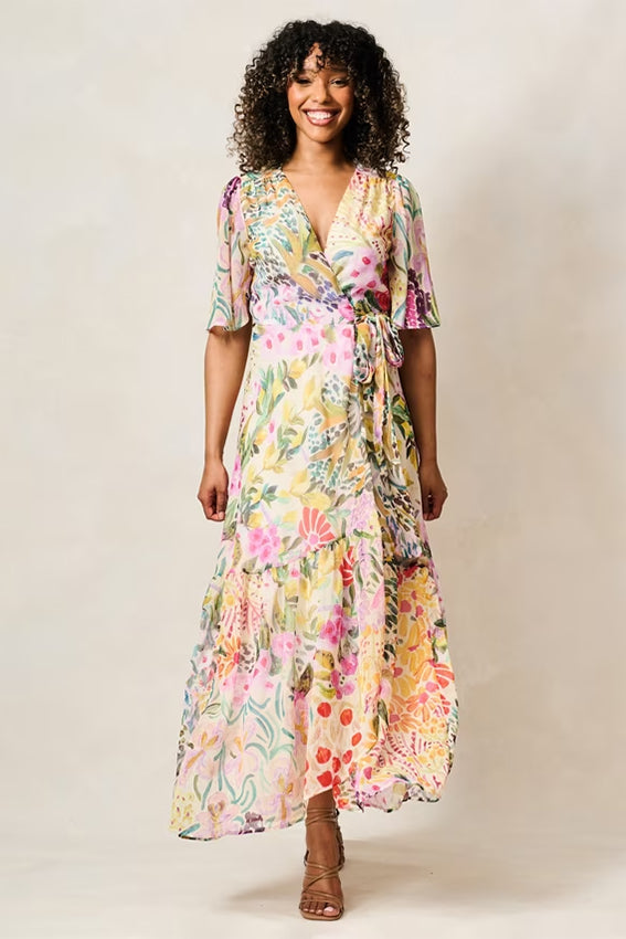 Hope & Ivy Julia Floral Maxi Wrap Dress